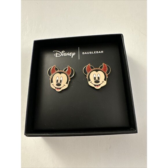New Disney Baublebar Mickey Mouse Red Devil Ears Earrings D37 - Picture 1 of 1